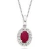 18ct White Gold Diamond Ruby Halo Pendant