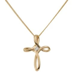 9ct Gold Diamond Set Cross Pendant