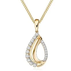 9ct Gold Diamond Teardrop Pendant