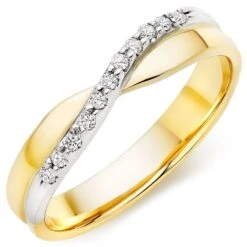9ct Gold And White Gold Diamond Ladies Wedding Ring