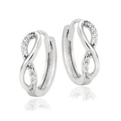 9ct White Gold Cubic Zirconia Infinity Hoop Earring