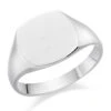 9ct White Gold Cushioned Signet Ring