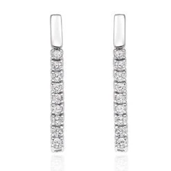 9ct White Gold Diamond Bar Earrings