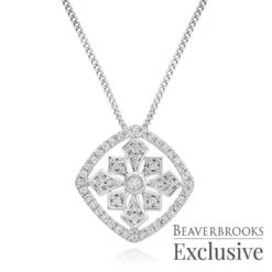 9ct White Gold Diamond Cluster Pendant