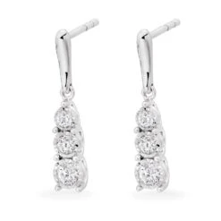 9ct White Gold Diamond Earrings