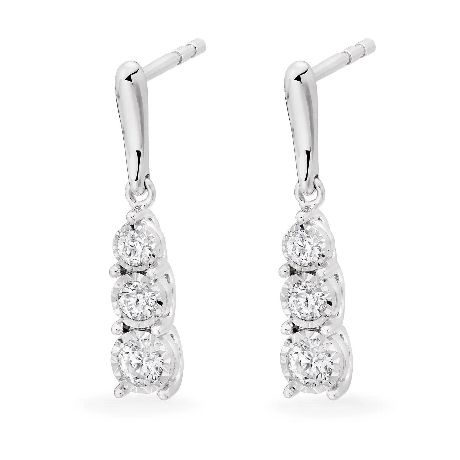 9ct White Gold Diamond Earrings