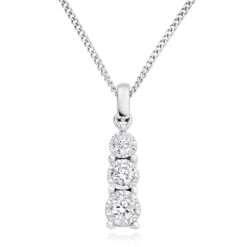 9ct White Gold Diamond Illusion Pendant