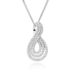 9ct White Gold Diamond Infinity Pendant