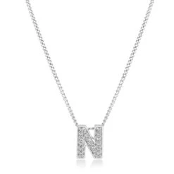 9ct White Gold Diamond Initial N Pendant