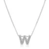 9ct White Gold Diamond Initial W Pendant