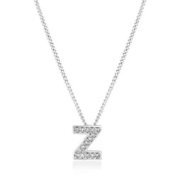 9ct White Gold Diamond Initial Z Pendant