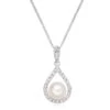 9ct White Gold Diamond Pearl Pendant