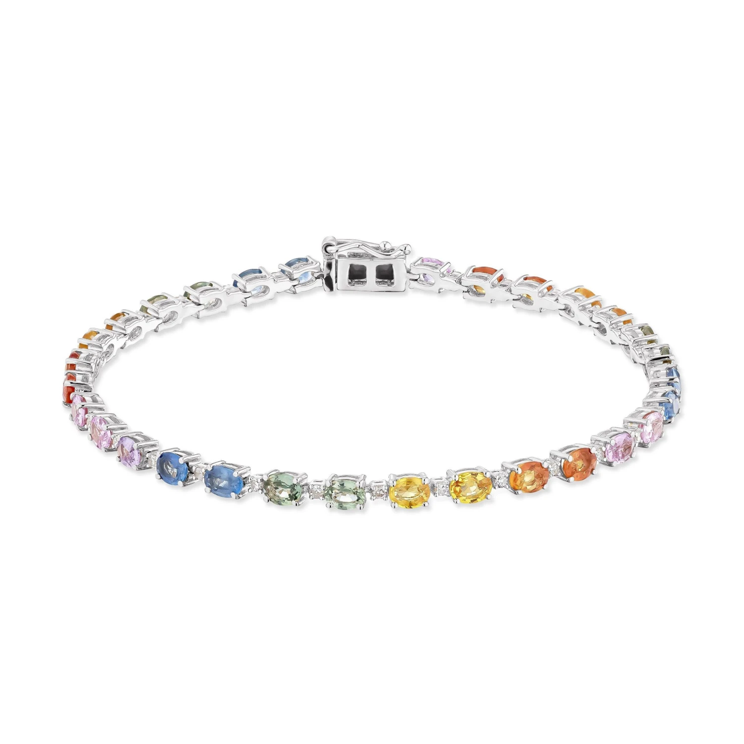 9ct White Gold Diamond Sapphire Bracelet - Image 2