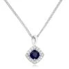 9ct White Gold Diamond Sapphire Pendant