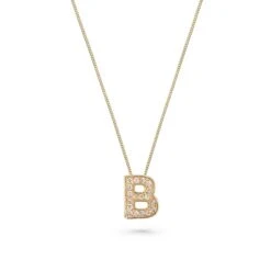 9ct Yellow Gold Diamond Initial B Pendant