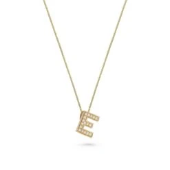 9ct Yellow Gold Diamond Initial E Pendant