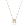 9ct Yellow Gold Diamond Initial H Pendant