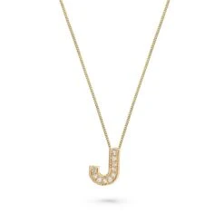 9ct Yellow Gold Diamond Initial J Pendant