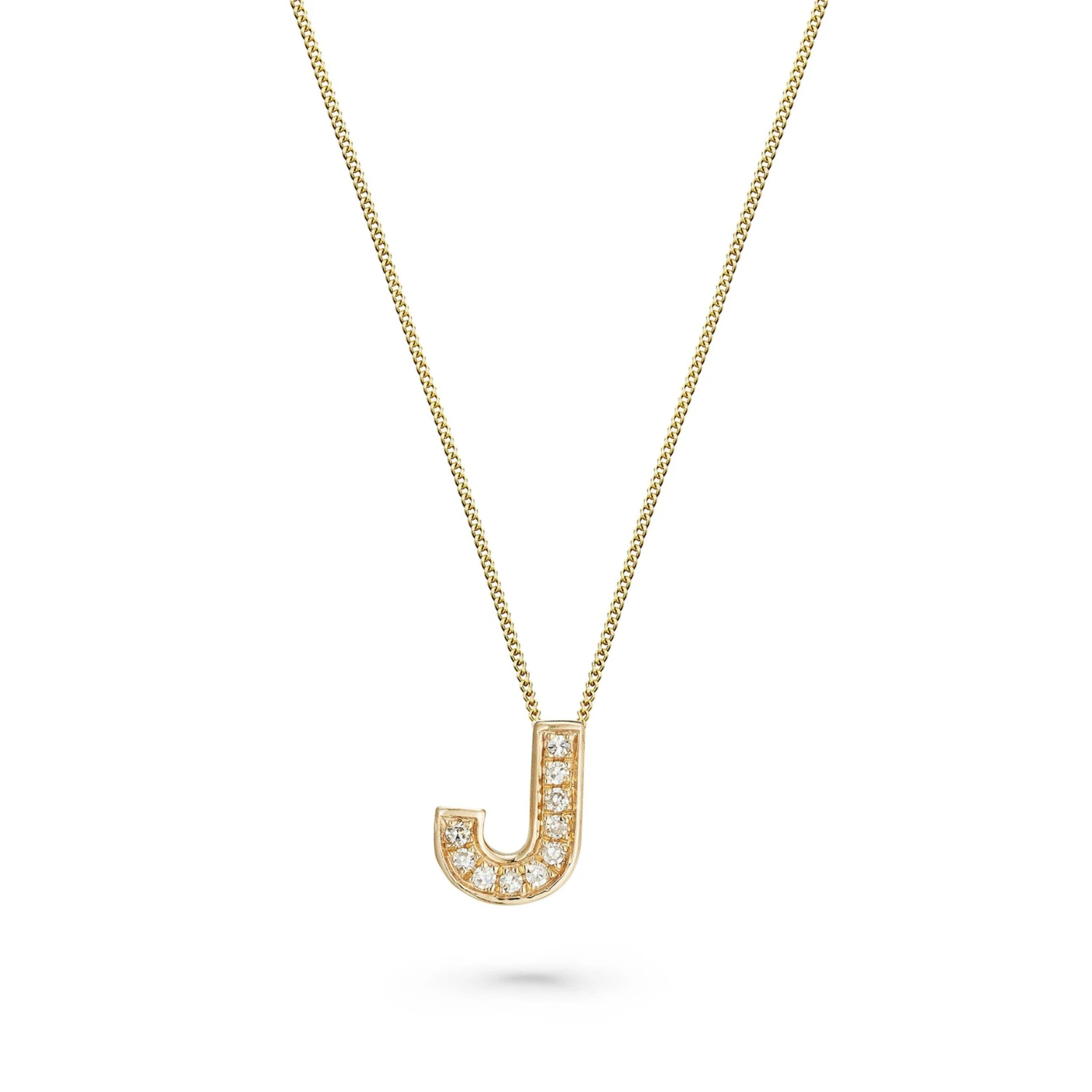 9ct Yellow Gold Diamond Initial J Pendant