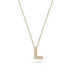 9ct Yellow Gold Diamond Initial L Pendant