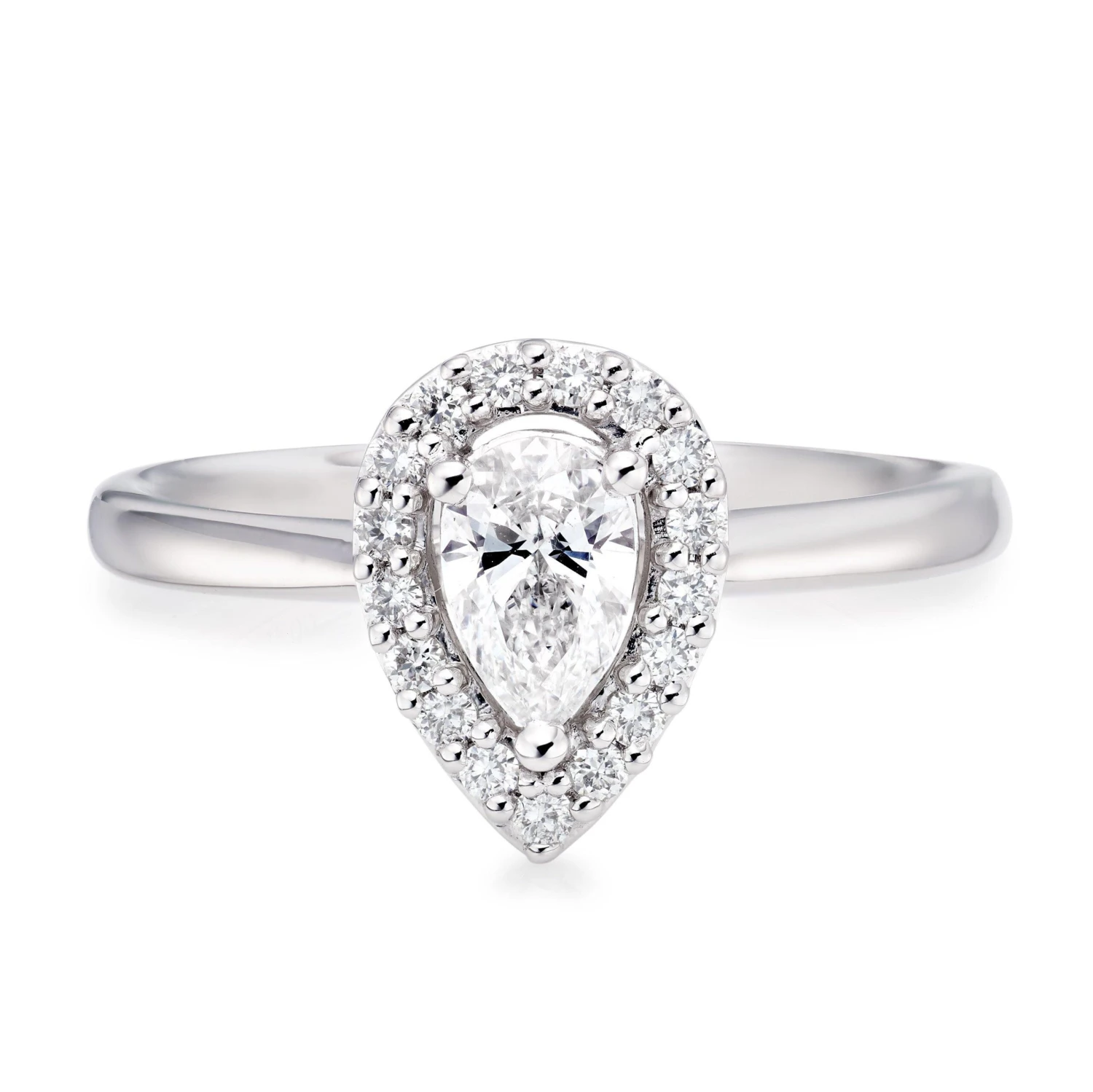 Platinum Diamond Pear Cut Halo Ring - Image 2