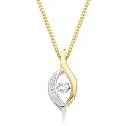 Dance 9ct Gold And White Gold Diamond Pendant