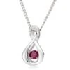 Dance 9ct White Gold Diamond Ruby Birthstone Pendant