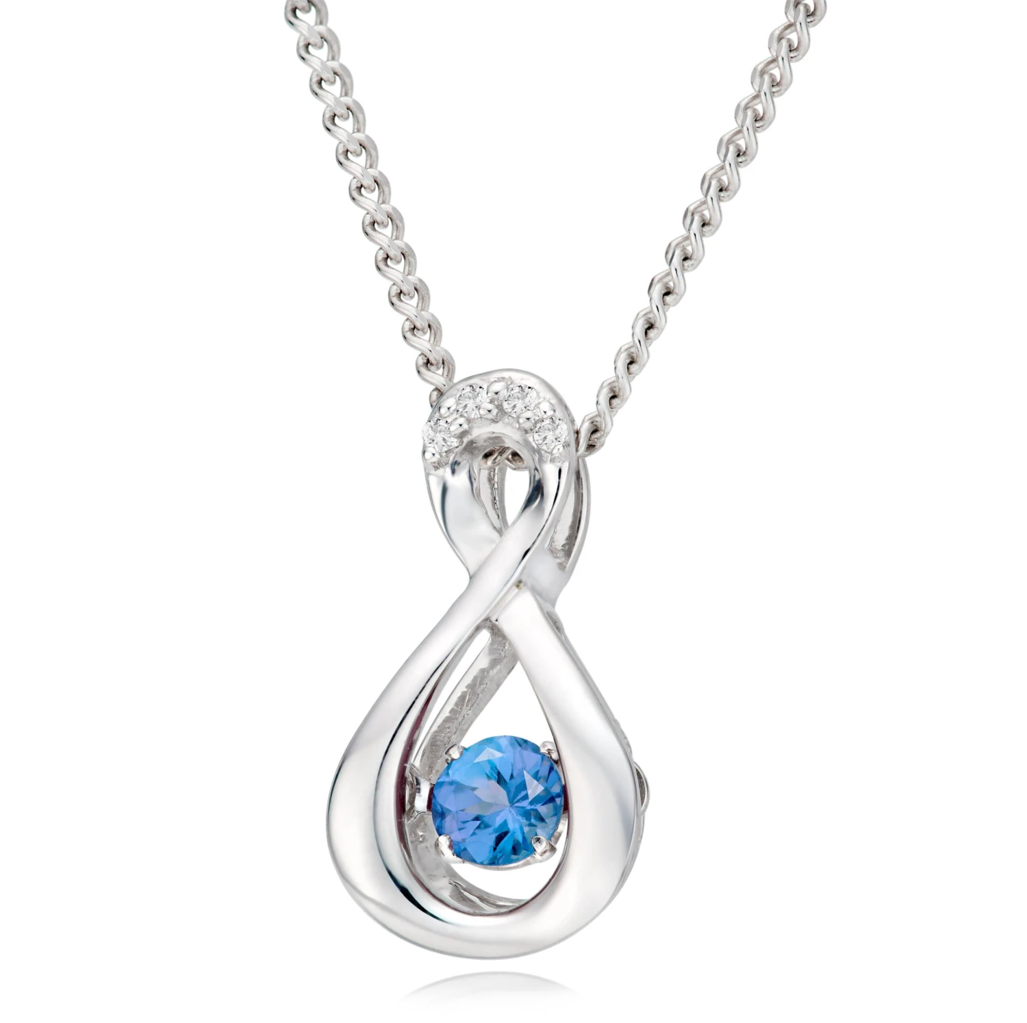 Dance 9ct White Gold Diamond Topaz Birthstone Pendant