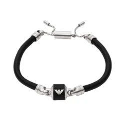 Emporio Armani Leather Black Marble Men’s Bracelet