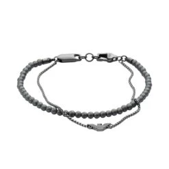 Emporio Armani Onyx Beaded Men's Bracelet