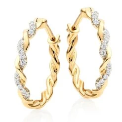 Entwine 9ct Gold Diamond Hoop Earrings