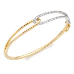 Essence 9ct White And Yellow Gold Diamond Bangle