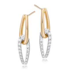 Essence 9ct White And Yellow Gold Diamond Earrings