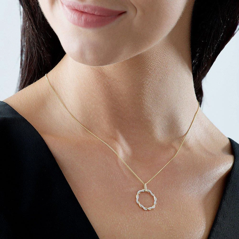 Entwine 9ct Gold Diamond Circle Pendant - Image 2