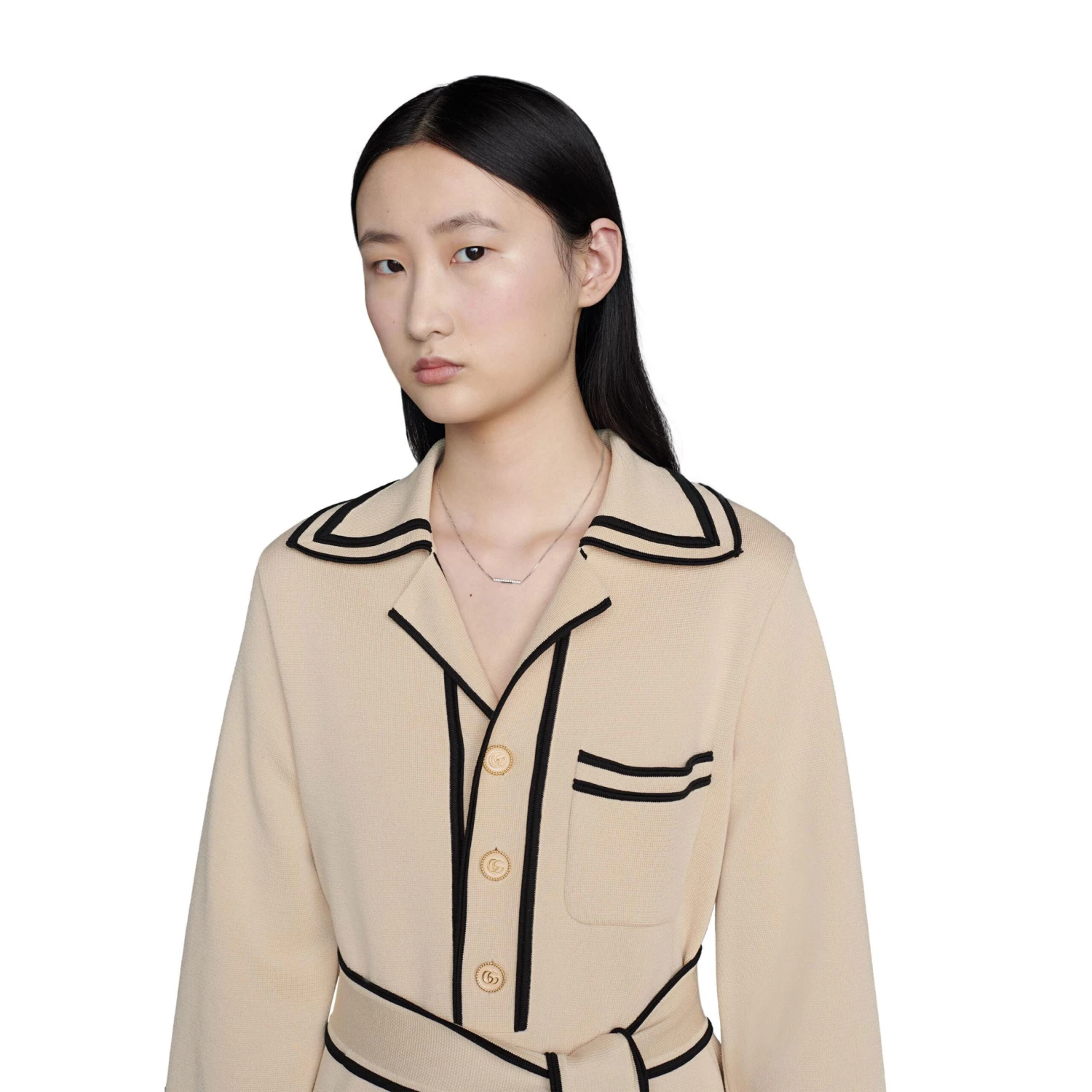 Gucci Link To Love 18ct White Gold Diamond Bar Necklace - Image 3