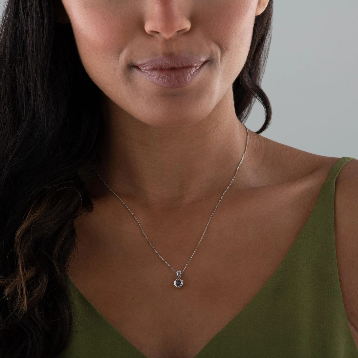 Dance 9ct White Gold Diamond Sapphire Birthstone Pendant - Image 2