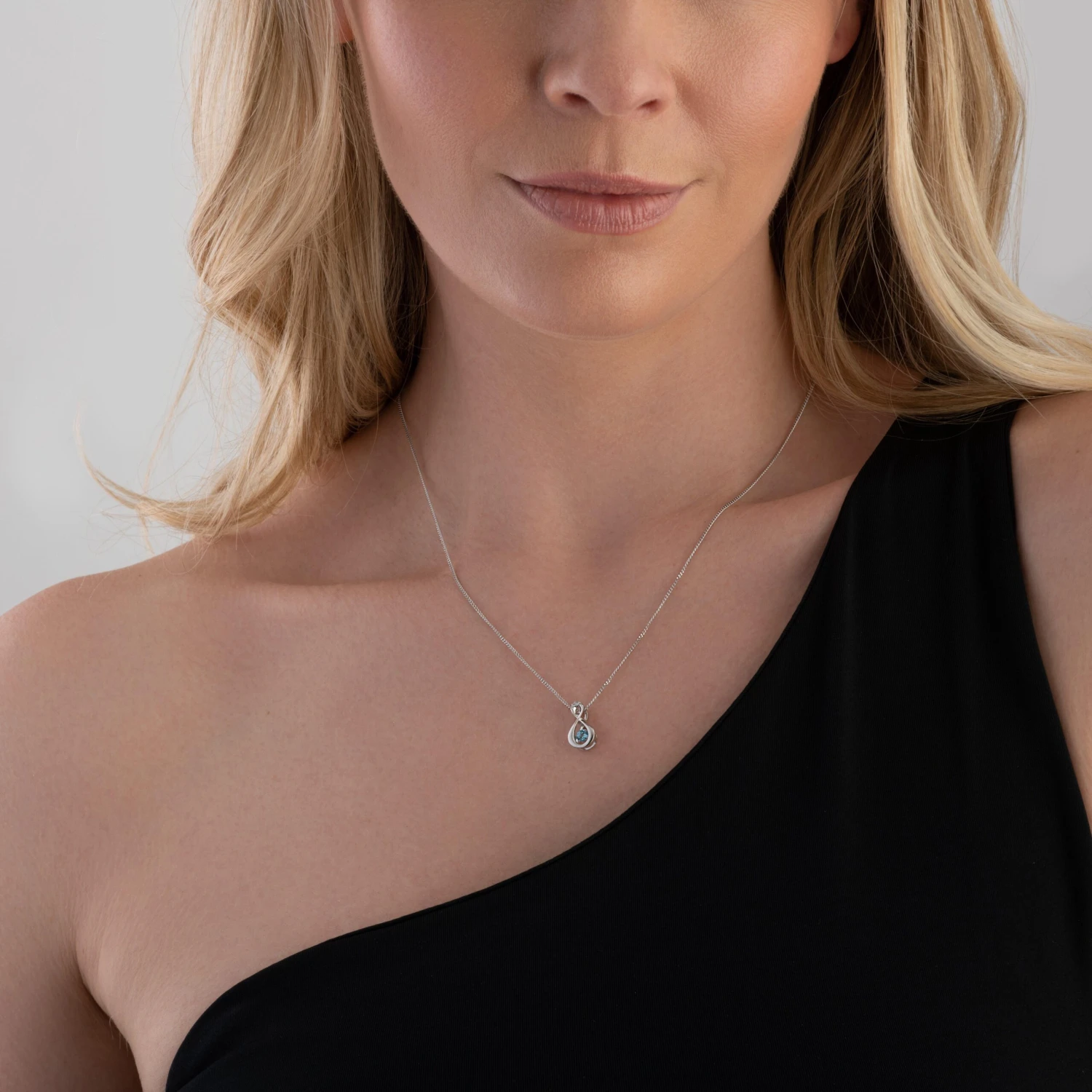 Dance 9ct White Gold Diamond Topaz Birthstone Pendant - Image 2