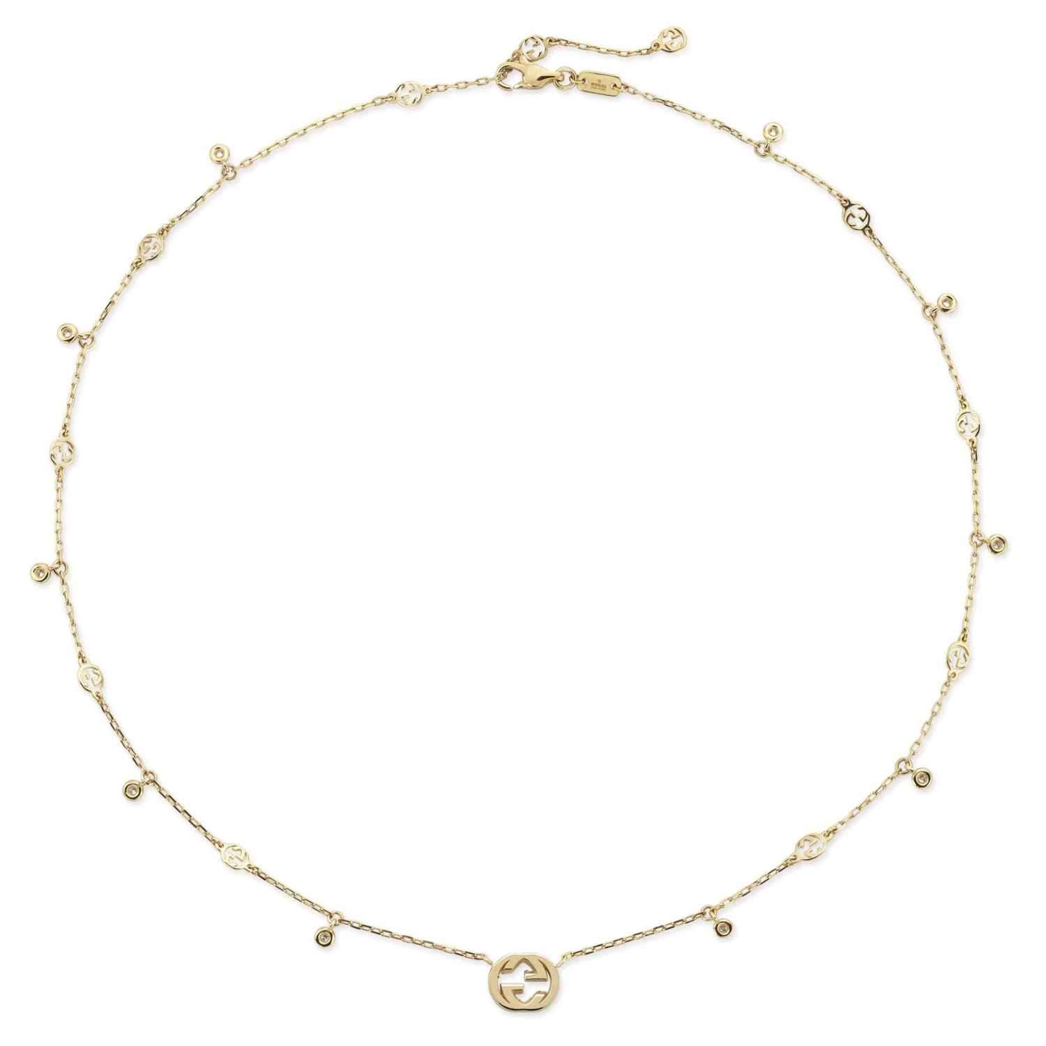 Gucci Interlocking G 18ct Yellow Gold Diamond Necklace - Image 3
