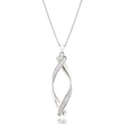 Glitter And Sparkle 9ct White Gold Twist Pendant
