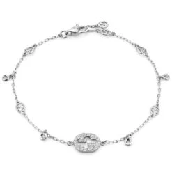 Gucci 18ct White Gold Interlocking G Diamond Bracelet