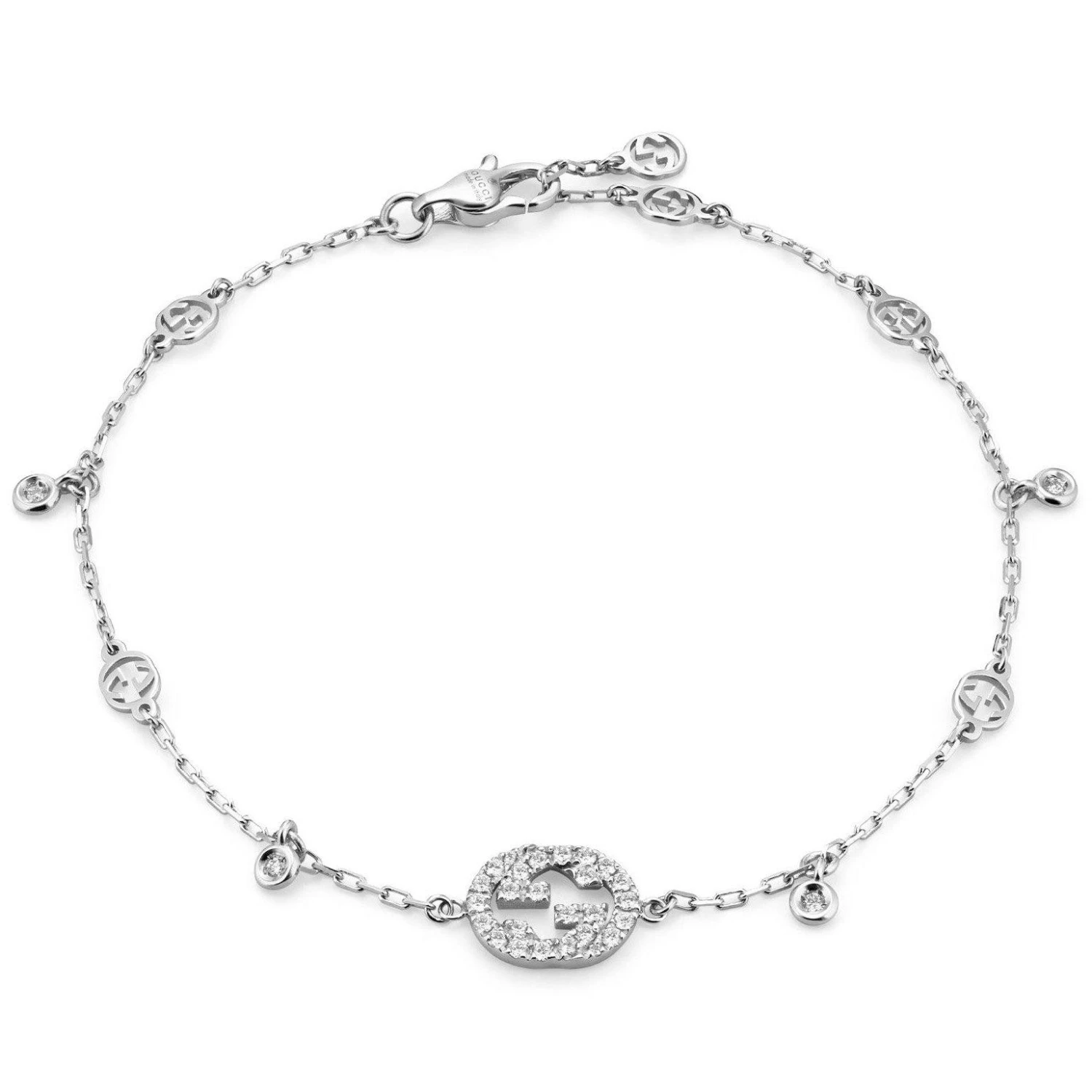 Gucci 18ct White Gold Interlocking G Diamond Bracelet