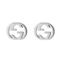 Gucci Interlocking G 18ct White Gold Stud Earrings