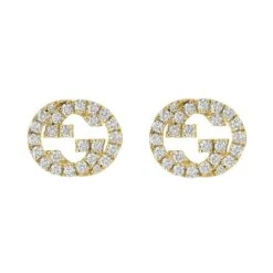 Gucci Interlocking G 18ct Yellow Gold Diamond Earrings