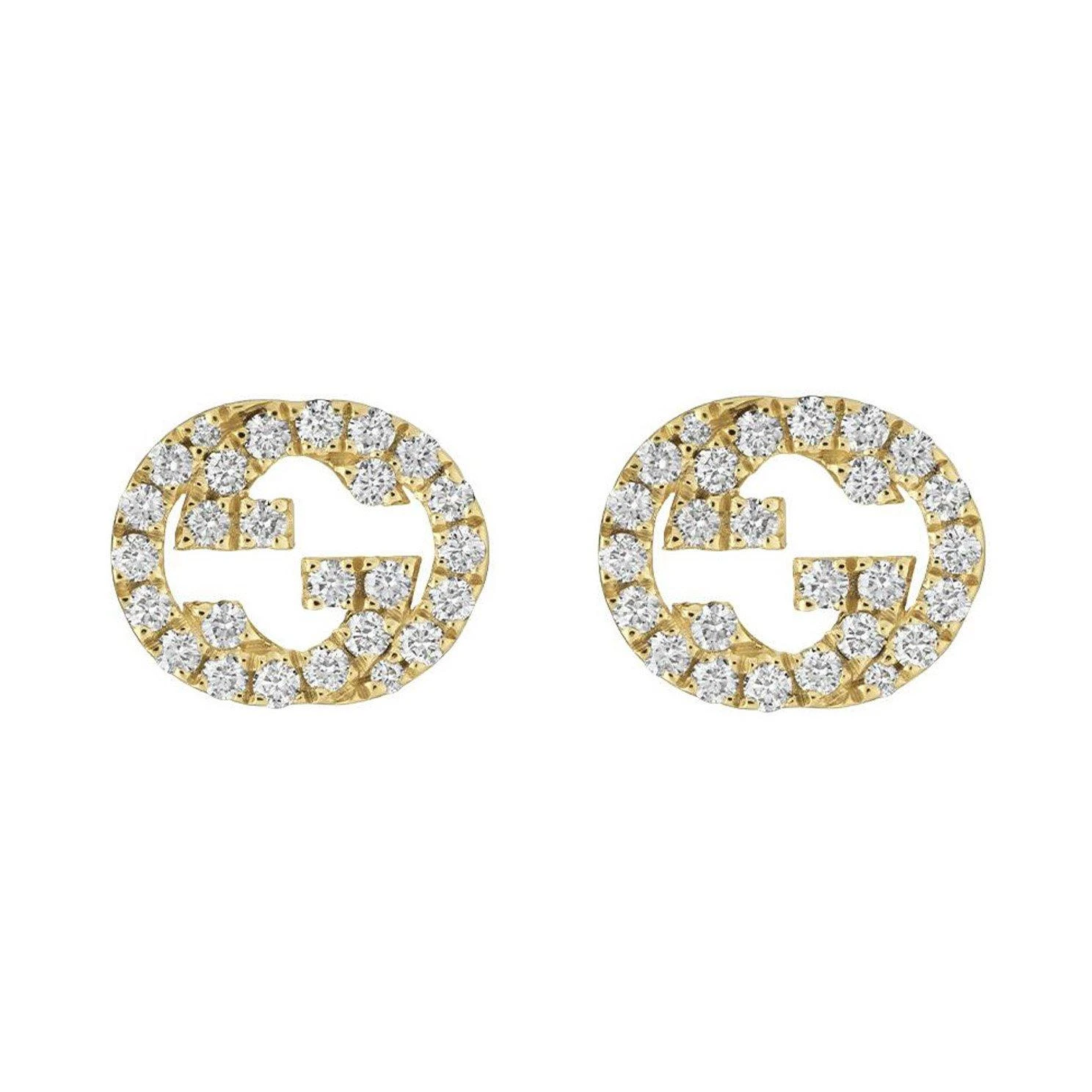 Gucci Interlocking G 18ct Yellow Gold Diamond Earrings