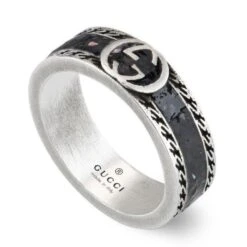 Gucci Interlocking G Black Enamel Ring