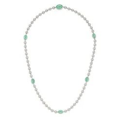 Gucci Interlocking G Silver Boule Necklace