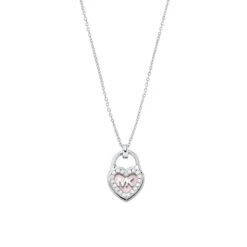 Michael Kors 14ct White Gold Plated Lock Pendant