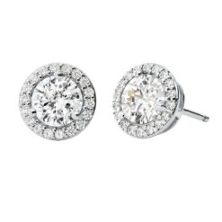 Michael Kors Premium Silver Cubic Zirconia Halo Stud Earrings