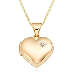 Mini B 9ct Gold Diamond Heart Locket