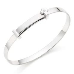 Mini B Silver Diamond Cross Bangle